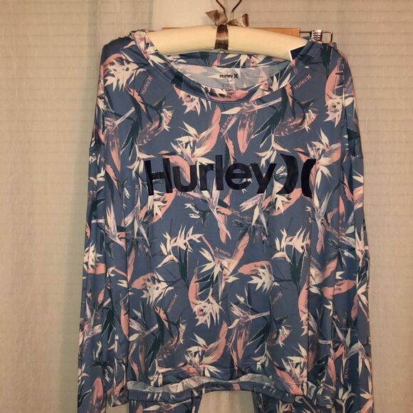 Hurley M & L Soft & Cozy Blue Pink Tropical Pajama Loungewear Set - Picture 1 of 11